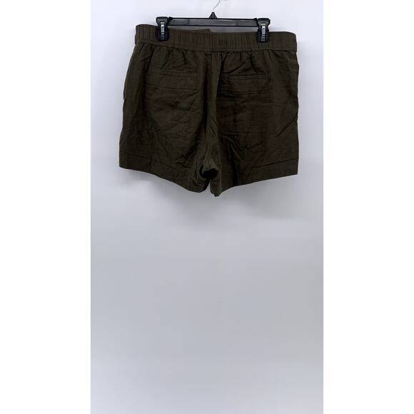 MATTY M Women's Olive Green Linen-Blend High-Waist Casual Shorts SZ M - Picture 2 of 11